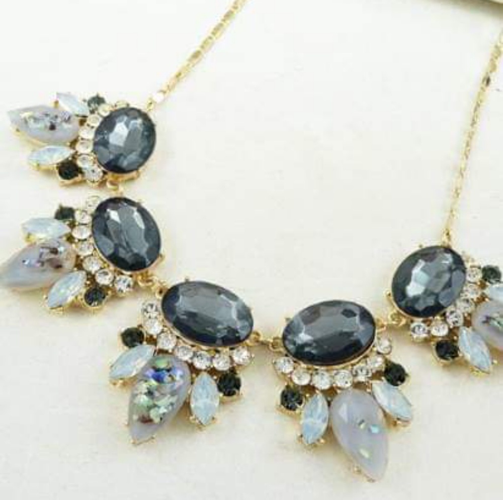 Grey Stone Statement Necklace